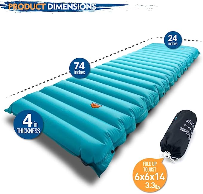 Camping Inflatable Sleeping Pad with Built-in Pump, Extra Thickness - AIRLIVE2000