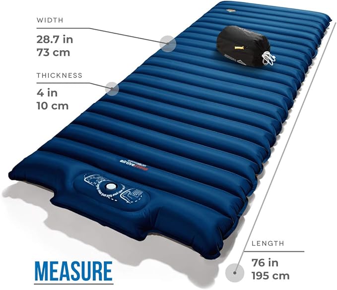 Inflatable Camping Sleeping Pad with Built-in Pump, Extra Thickness and Wide Plus - Airlive2000P