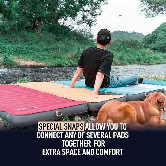3D Wrapping Inflatable Camping Sleeping Pad with Built-in Pump - Deep Sea