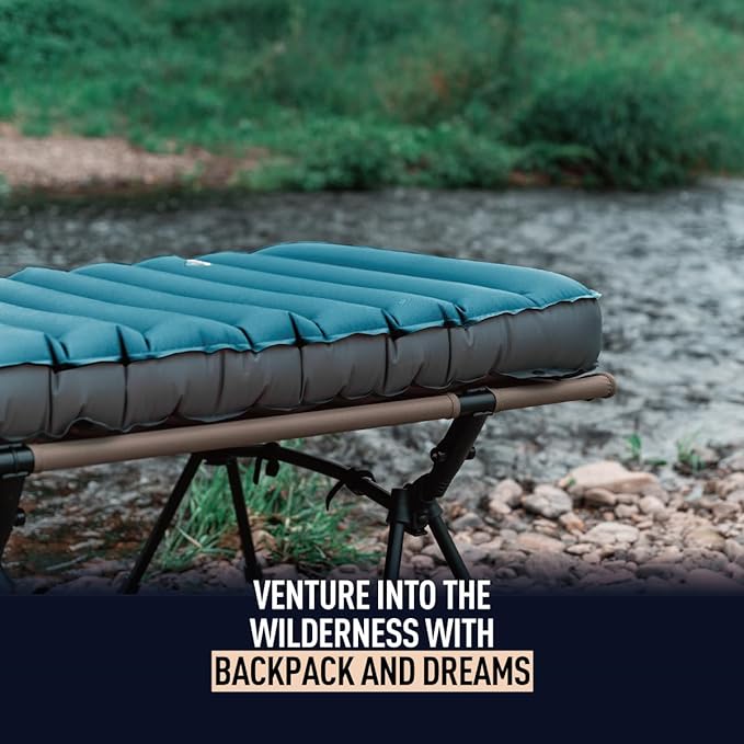 3D Wrapping Inflatable Camping Sleeping Pad with Built-in Pump - Deep Sea