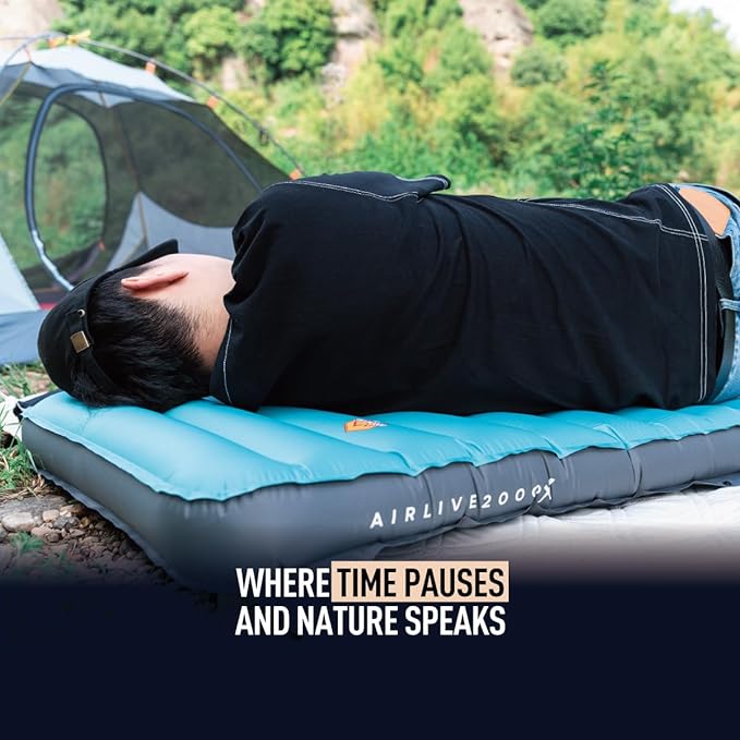 3D Wrapping Inflatable Camping Sleeping Pad with Built-in Pump - Fantasy Blue