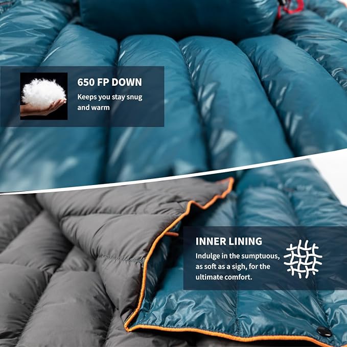 Ultralight Down-filled Camping Blanket - Deep Lagoon