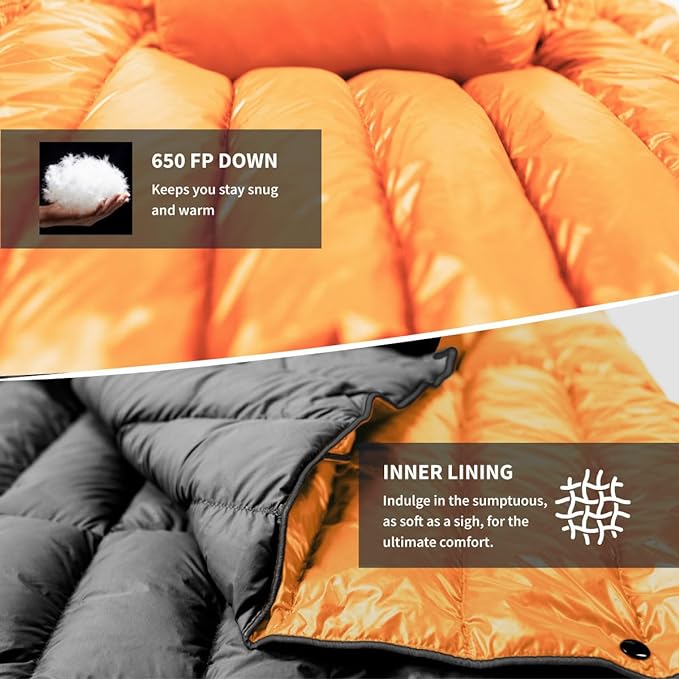 Ultralight Down-filled Camping Blanket - Orange