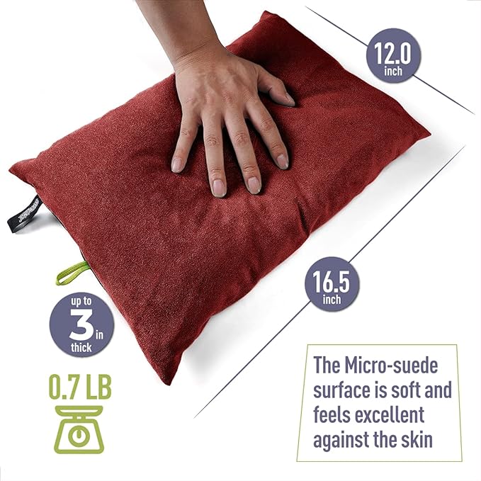 Down Filled Pillows for Camping/Travel, Washable Soft Cover - Red Dahlia