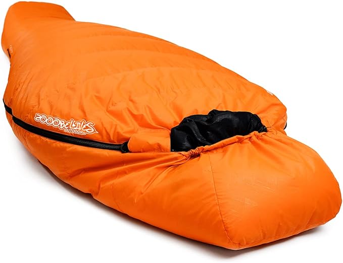 10 Degree F Hydrophobic Down-filled Sleeping Bag for Adults – Orange (Zipper on Left)