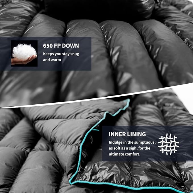 Ultralight Down-filled Camping Blanket - Black