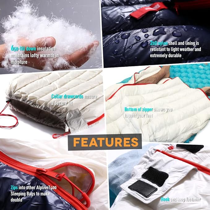 Ultralight Backpacking 32-50F Down Sleeping Bag - White