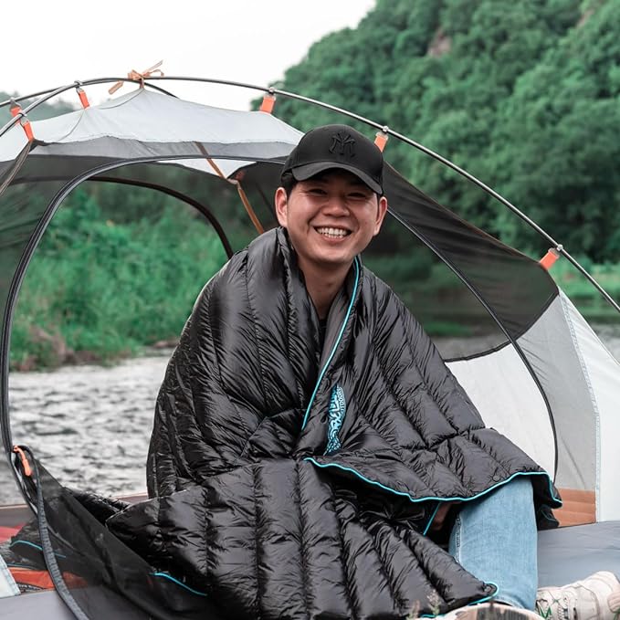 Ultralight Down-filled Camping Blanket - Black