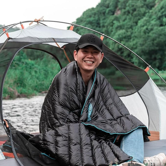 Ultralight Down-filled Camping Blanket - Black