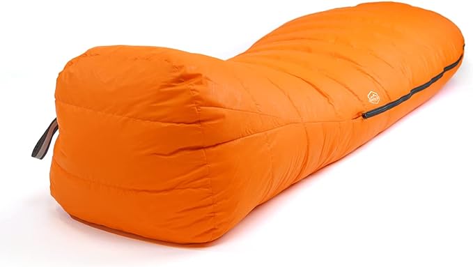 10 Degree F Hydrophobic Down-filled Sleeping Bag for Adults – Orange (Zipper on Left)