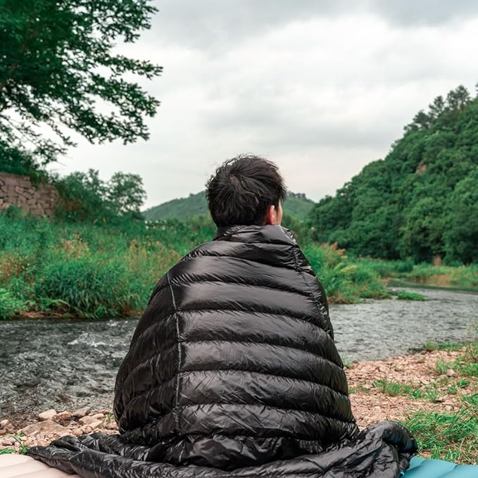 Ultralight Down-filled Camping Blanket - Black