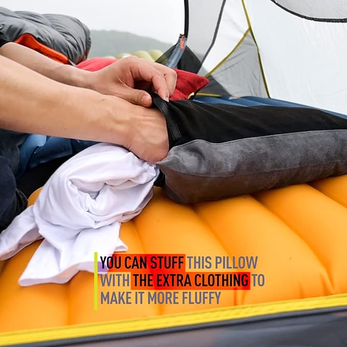 Down Filled Pillows for Camping/Travel, Washable Soft Cover - Gray Charcoal