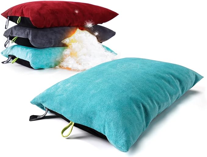 Down Filled Pillows for Camping/Travel, Washable Soft Cover - Blue Radiance