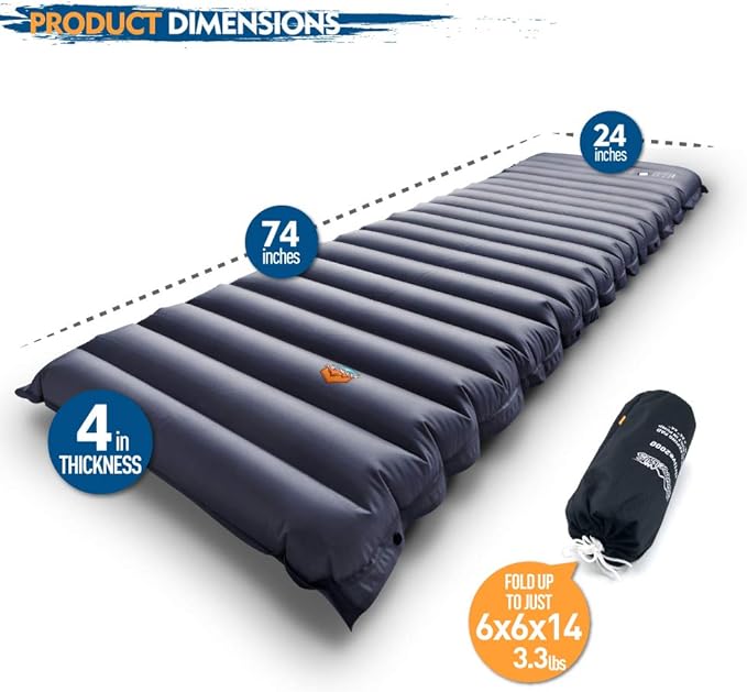 Camping Inflatable Sleeping Pad with Built-in Pump, Extra Thickness - AIRLIVE2000