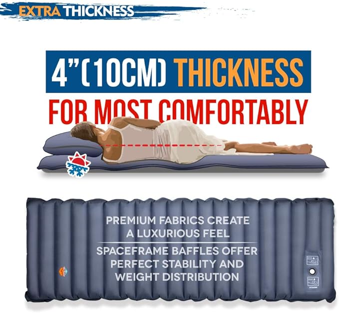 Camping Inflatable Sleeping Pad with Built-in Pump, Extra Thickness - AIRLIVE2000