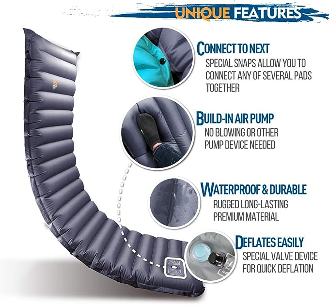 Camping Inflatable Sleeping Pad with Built-in Pump, Extra Thickness - AIRLIVE2000