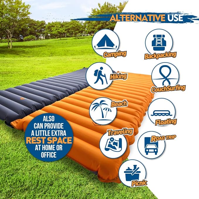 Camping Inflatable Sleeping Pad with Built-in Pump, Extra Thickness - AIRLIVE2000