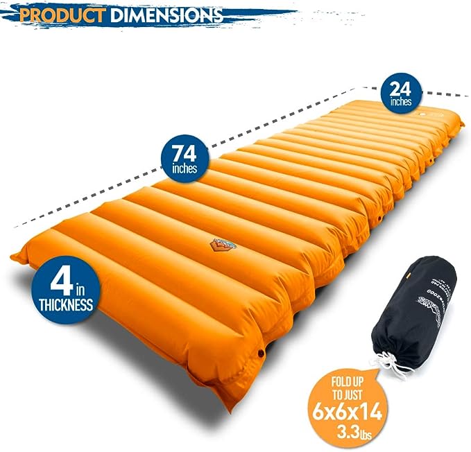 Camping Inflatable Sleeping Pad with Built-in Pump, Extra Thickness - AIRLIVE2000