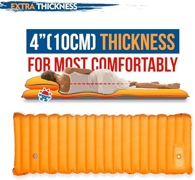 Camping Inflatable Sleeping Pad with Built-in Pump, Extra Thickness - AIRLIVE2000