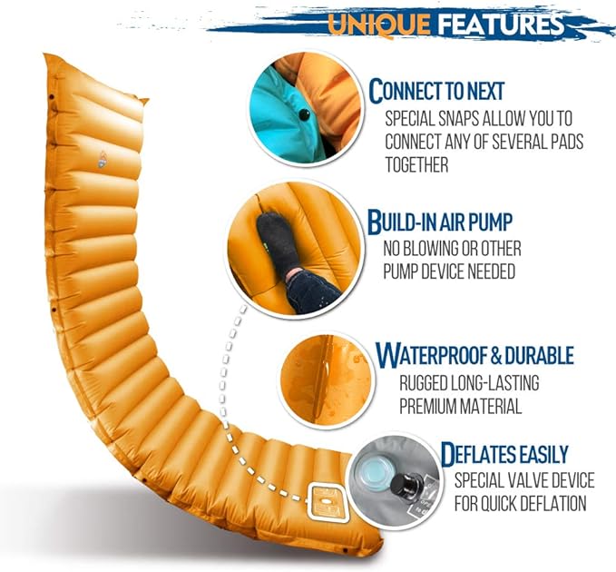Camping Inflatable Sleeping Pad with Built-in Pump, Extra Thickness - AIRLIVE2000