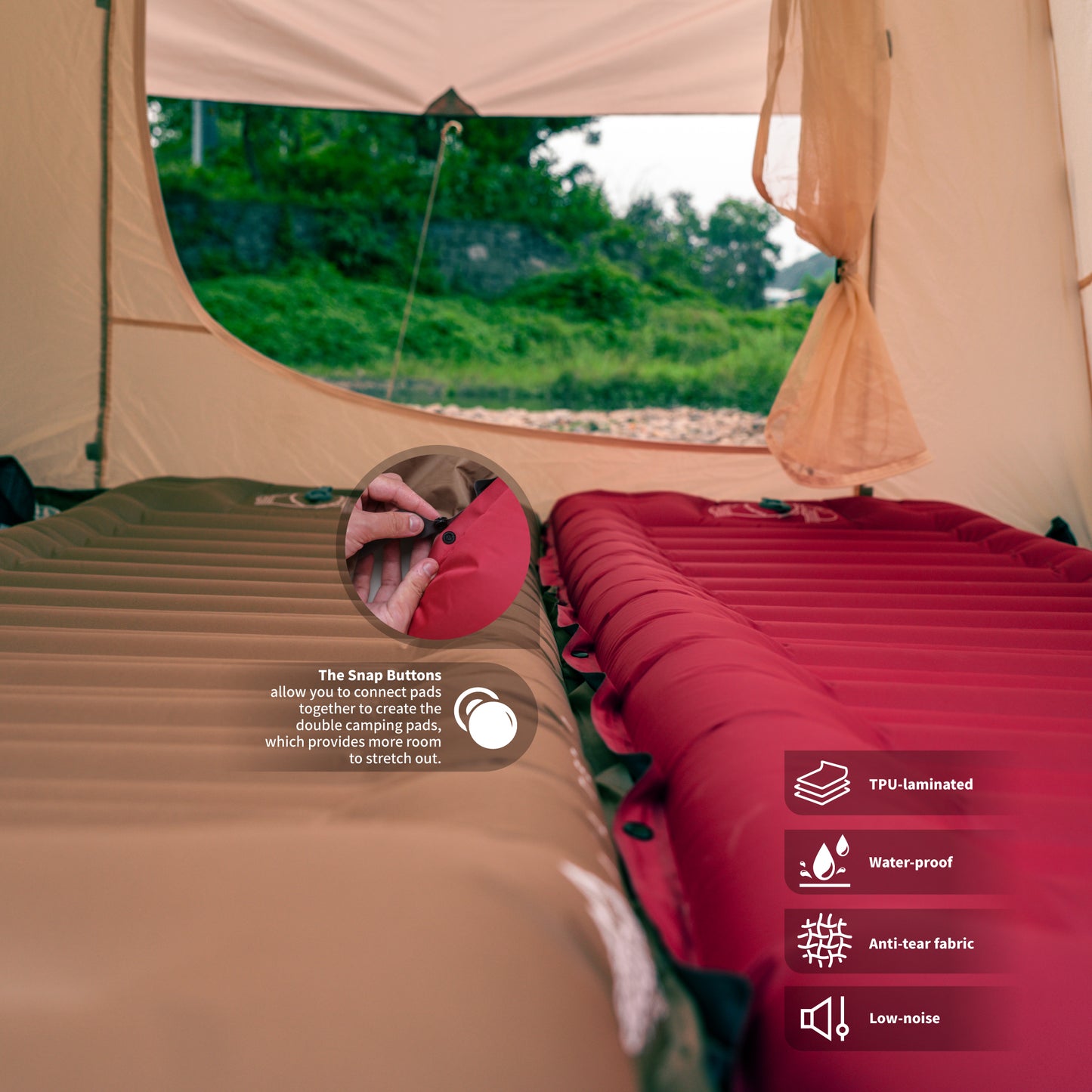 Camping Sleeping Pad with Built-in Pump & Pillow - Airlite1901 - Chili Pepper