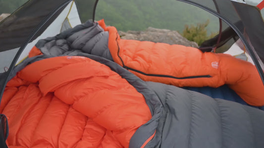 10 Degree F Hydrophobic Down-filled Sleeping Bag for Adults – Gray (Zipper on Right)