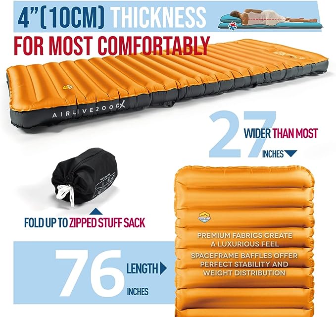 Capin Rapping 3D Wrapping Inflatable Camping Sleeping Pad with Built-in Pump - Sunny ...