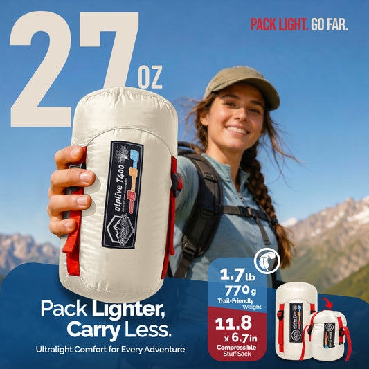 Ultralight Backpacking 32-50F Down Sleeping Bag - White