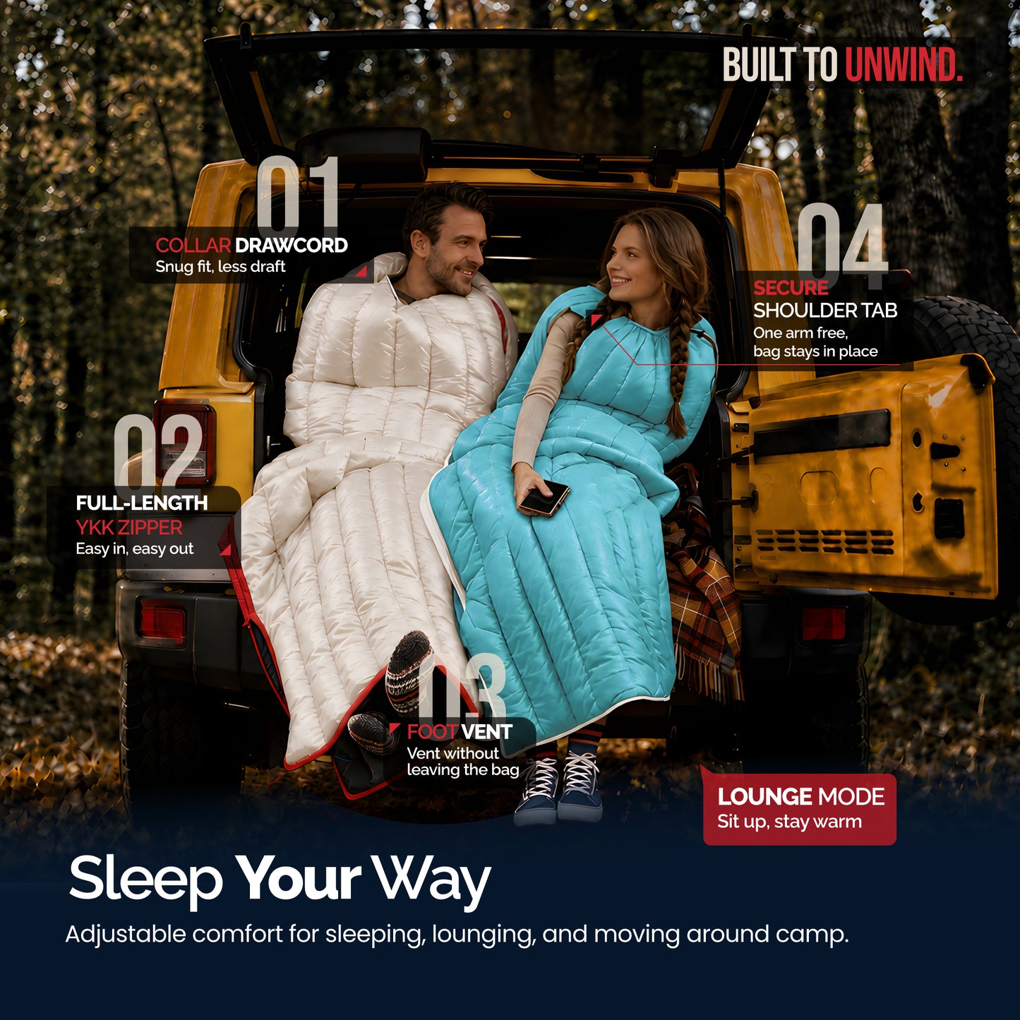 Ultralight Backpacking 32-50F Down Sleeping Bag  - Fantasy Blue