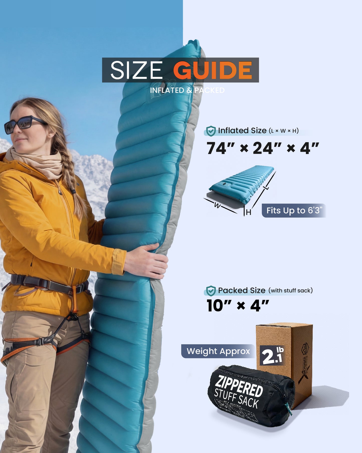 Camping Inflatable Sleeping Pad with Built-in Pump, Extra Thickness - AIRLIVE2000