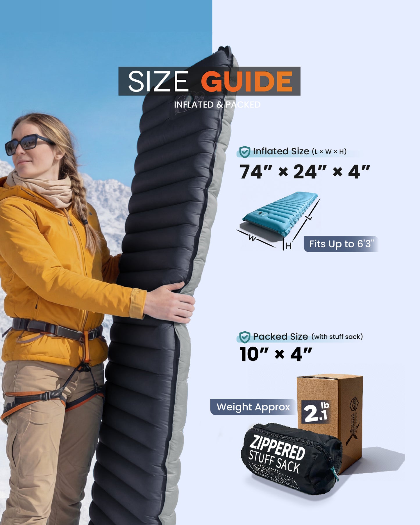 Camping Inflatable Sleeping Pad with Built-in Pump, Extra Thickness - AIRLIVE2000