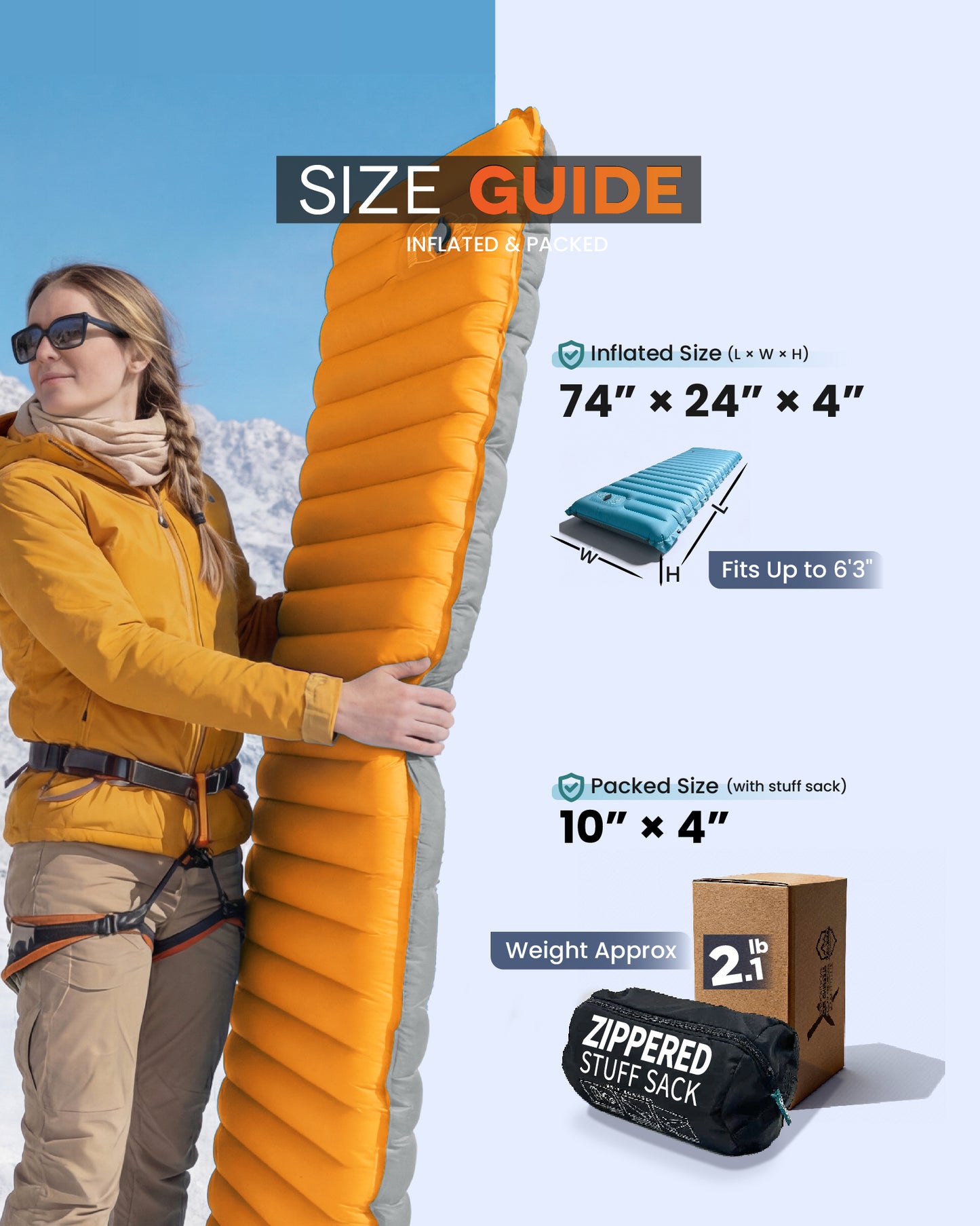 Camping Inflatable Sleeping Pad with Built-in Pump, Extra Thickness - AIRLIVE2000